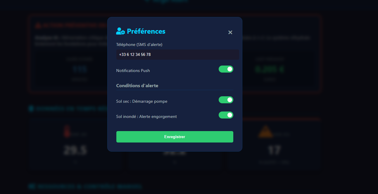 Interface Préférences